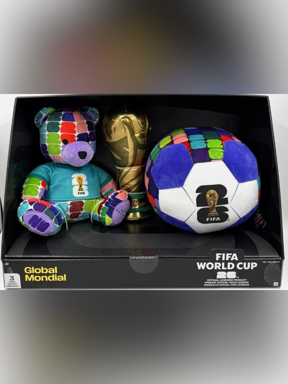 FIFA World Cup 2026 3Pack Plush Bear Mascot, Trophy, Ball - Collectors